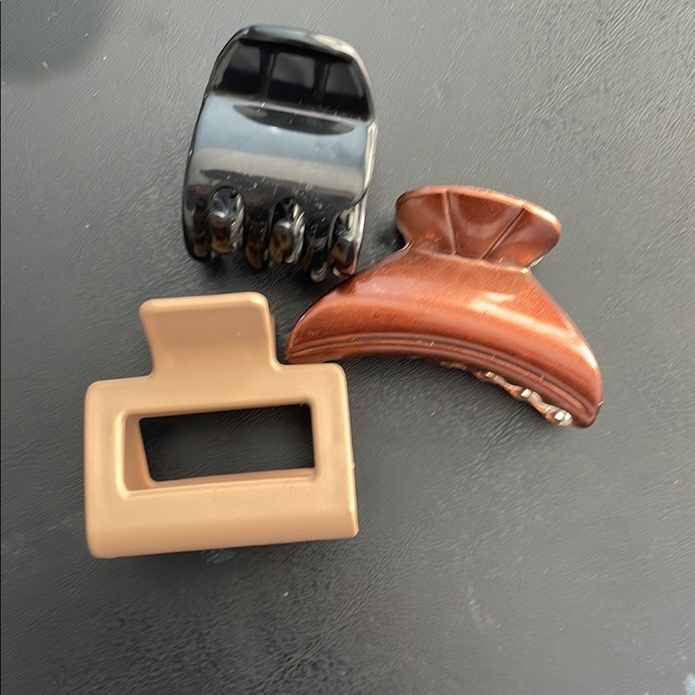 Stylish Hair Claw Clip Set - Black, Brown, Tan
